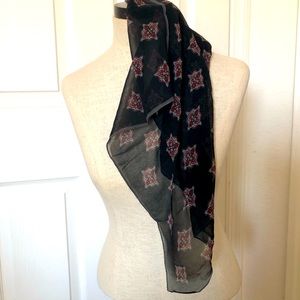 Vintage Black Silk Medallion Scarf
